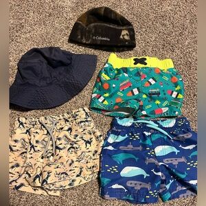 Little Boy Swim Trunk Lot plus Hats